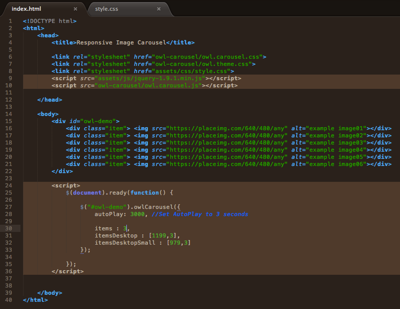 screenshot of final code