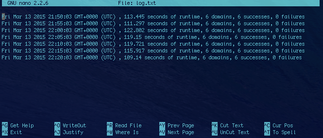 View of the log file after the program runs