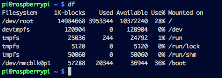 Screenshot the df command