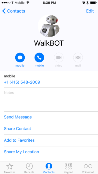 Walkbot in my contacts